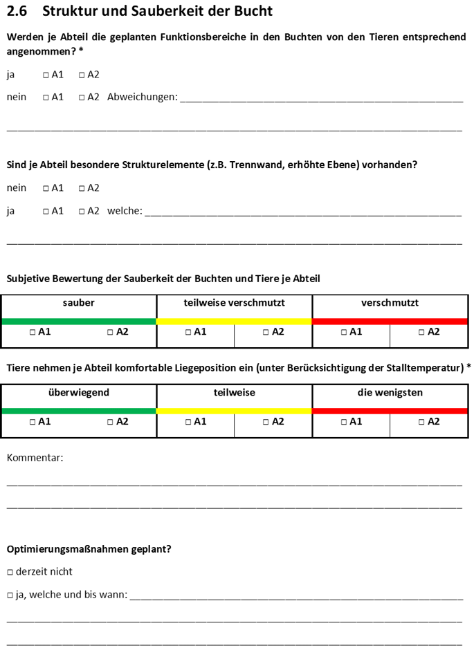 Formular Struktur und Sauberkeit der Bucht